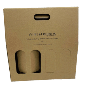 מארז קרטון ל-4 בקבוקי יין | אריזת מתנה גדולה ליין בישראל
